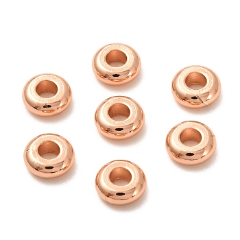 Brass Spacer Beads, Long-Lasting Plated, Flat Round/Disc, Heishi Beads, Real Rose Gold Plated, 6.5x2.5mm, Hole: 2.5mm