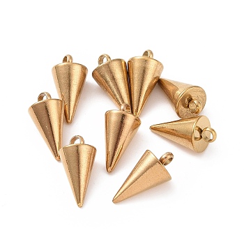Ion Plating(IP) 304 Stainless Steel Pendants, Spike/Cone, Golden, 8.5x6mm, Hole: 2mm