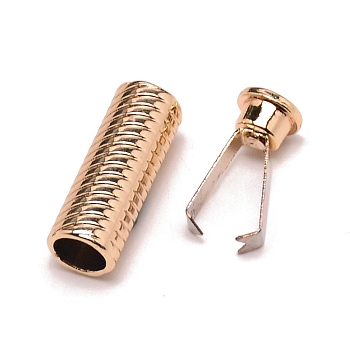 Zinc Alloy Cord Ends, End Caps, Column, Light Gold, 20x7.5mm, Inner Diameter: 5mm