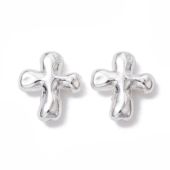 Alloy Spacer Beads, Long-Lasting Plated, Cross, Silver, 13.5x12x4mm, Hole: 1mm