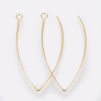 304 Stainless Steel Earring Hooks, Ear Wire, with Horizontal Loop, Golden, 41x22x0.8mm, Hole: 2.5mm, 20 Gauge, Pin: 0.8mm
