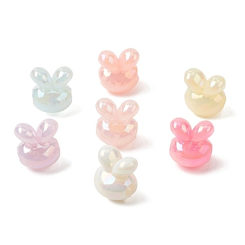 Opaque Acrylic European Beads, AB Color Plated, Rabbit Head, Large Hole Bead, Mixed Color, 14.5x13x12mm, Hole: 4mm, about 568 pcs/500g