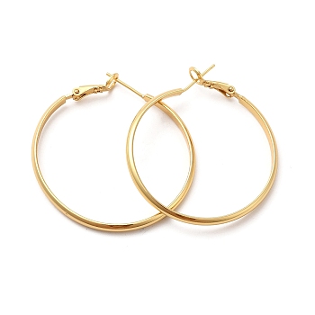 Rack Plating Brass Huggie Hoop Earrings, Long-Lasting Plated Jewelry for Women, Cadmium Free & Lead Free, Real 18K Gold Plated, 40x3mm, Pin: 1mm