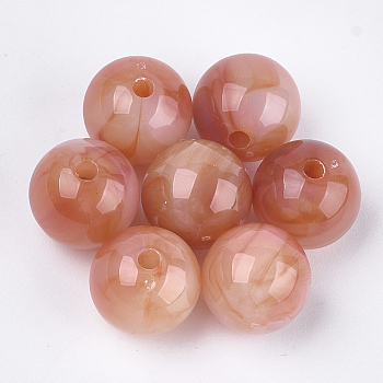 Acrylic Beads, Imitation Gemstone Style, Round, Dark Salmon, 14x13.5mm, Hole: 2mm, about 330pcs/500g