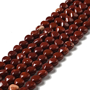 Natural Red Jasper Beads Strands, Heart, 8~8.5x8~9x5mm, Hole: 1mm, about 50~51pcs/strand, 15.55~15.75''(39.5~40cm)