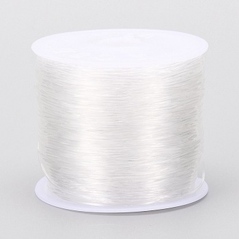 Round Crystal Elastic Stretch Thread, for Bracelets Gemstone Jewelry Making Beading Craft, White, 0.7mm, about 63.4 yards(58m)/roll