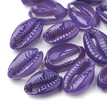 Cowrie Shell Beads, Spray Painted, Dark Violet, 15~18x11~12x5~7mm