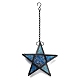 Pentagonal Star Embossed Glass Candle Holder(AJEW-NH0001-03B)-1