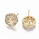 Brass Micro Pave Clear Cubic Zirconia Stud Earring Findings(KK-T062-53G-NF)-2