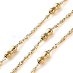 304 Stainless Steel Link Chains, Ion Plating(IP), Soldered, with Spool, Bamboo Stick, Golden, 2mm, Bamboo stick: 8x4mm(CHS-F020-04G)
