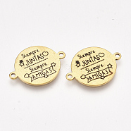 304 Stainless Steel Quote Links Connectors, with Enamel, Flat Round with Word, Golden, 21.5x16x1mm, Hole: 1.4mm(STAS-S079-95O-G)