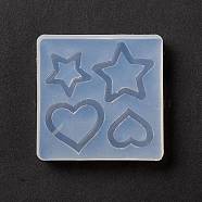 DIY Star & Heart Linking Ring Silicone Molds, Resin Casting Molds, for UV Resin & Epoxy Resin Jewelry Making, White, 46x46x9mm, Inner Diameter: 15~24x18~20mm(SIMO-B001-08)