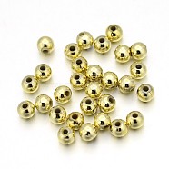 Plating Acrylic Beads, Round, Golden Plated, 4mm, Hole: 1mm, about 14000pcs/500g(PL681-2)