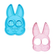 Rabbit Mask Silicone Molds, Resin Casting Pendant Molds, For UV Resin, Epoxy Resin Jewelry Making, Sky Blue, 116x75.5x8.5mm, Hole: 2.5mm(DIY-CJC0001-30)