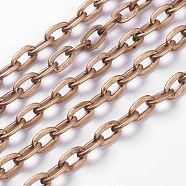Iron Cable Chains, Unwelded, Flat Oval, Cadmium Free & Nickel Free & Lead Free, Red Copper Color, 7x5.1x1.2mm(X-CH-1.2PYSZ-R)