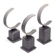 Wood Bracelet/Watch Display Stands, with Iron and Velour, Gray, 12~14.5x4x4cm(BDIS-N019-01A)