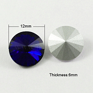 Glass Pointed Back Rhinestone, Rivoli Rhinestone, Back Plated, Cone, Dark Blue, 12x6mm(RGLA-R003-12mm-13)