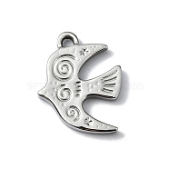 Anti-Tarnish 304 Stainless Steel Pendants, Swallow Charm, Stainless Steel Color, 20x16x2mm, Hole: 2mm(STAS-L022-442P)