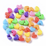 Opaque Polystyrene(PS) Plastic Beads, Heart, Mixed Color, 7x9.5x5mm, Hole: 3.5mm, about 3000pcs/500g(KY-I004-23)