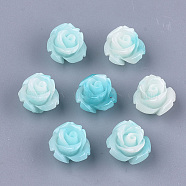 Synthetic Coral Beads, Dyed, Flower, Pale Turquoise, 10x10.5x8mm, Hole: 1mm(CORA-S026-22H)