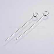304 Stainless Steel Eye Pins, Stainless Steel Color, 30mm, Pin: 0.5mm, Head: 3mm, Hole: 2mm(STAS-F146-03P-30mm)