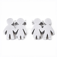 Valentine's Day 304 Stainless Steel Beads, Boy & Girl, Stainless Steel Color, 12x13x3mm, Hole: 2mm(X-STAS-S079-183P)