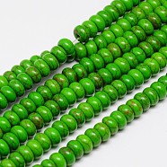 Synthetic Turquoise Beads Strands, Dyed, Rondelle, Lime Green, 5x3mm, Hole: 1mm, about 140pcs/strand, 15.5 inch(TURQ-G109-5x3mm-01)