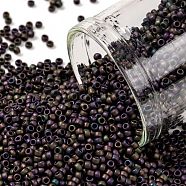 TOHO Round Seed Beads, Japanese Seed Beads, (85F) Frost Metallic Iris Purple, 15/0, 1.5mm, Hole: 0.7mm, about 3000pcs/10g(X-SEED-TR15-0085F)