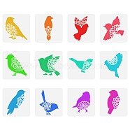 12Pcs 12 Styles PET Hollow Out Drawing Painting Stencils Sets, for DIY Scrapbook, Photo Album, Tree & Chakra & Flower & Sun & Moon, Chick Pattern, 150x150mm, 1pc/style(DIY-WH0383-0062)
