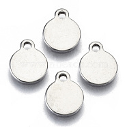 201 Stainless Steel Charms, Laser Cut, Stamping Blank Tag, Flat Round, Stainless Steel Color, 10x8x1mm, Hole: 1.4mm(STAS-R116-104)