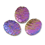 Natural Dragon Blood Stone Pendants, Rainbow Plated, Oval, 45~45.5x35~36x6.5~8mm, Hole: 1.5~2mm(G-S329-002)