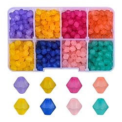 640Pcs 8 Colors Frosted Acrylic Beads, Faceted, Cone, Mixed Color, 6x5.5mm, Hole: 1.5mm, 80pcs/color(MACR-YW0001-84)