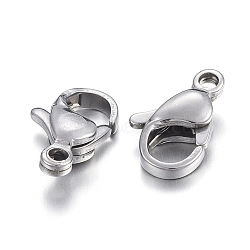 304 Stainless Steel Lobster Claw Clasps, Parrot Trigger Clasps, Stainless Steel Color, 12x7.5x3.5mm, Hole: 1.4mm(X-STAS-F182-01P-C)