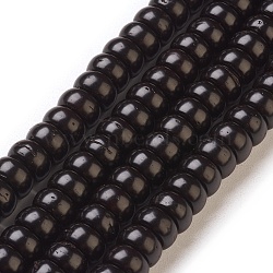 Coconut Shell Beads Strands, Dyed, Rondelle, Black, 7x4mm, Hole: 0.5~1mm, about 114pcs/strand, 18.3 inch(46.5cm)(COCB-L002-02B)