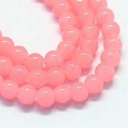 Baking Painted Imitation Jade Glass Round Bead Strands, Light Coral, 4.5~5mm, Hole: 1mm, about 200~210pcs/strand, 31.4 inch(DGLA-Q021-4mm-03)