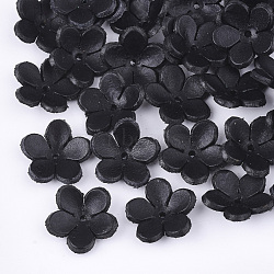 5-Petal Eco-Friendly Cowhide Bead Cap, Flower, Black, 17~18x18x5mm, Hole: 1.2mm(FIND-S301-39A)