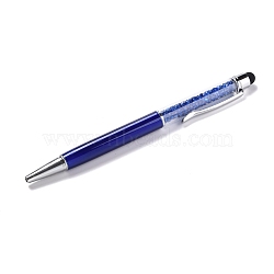 Silicone & Plastic Touch Screen Pen, Aluminum Ball Pen, with Transparent Resin Diamond Shape Beads, Medium Blue, 146x13x10mm(AJEW-B012-01C)