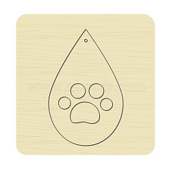 Wood Cutting Dies, with Steel, for DIY Scrapbooking/Photo Album, Decorative Embossing DIY Paper Card, teardrop, with Footprints, teardrop, Pattern, 8x8x2.4cm(DIY-WH0169-55)