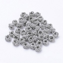 Nylon Cord Woven Beads, Round, Gray, 6~6.5x4.5mm, Hole: 2.5mm; about 93~100pcs/bag(NWIR-F005-14E)