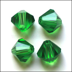 Imitation Austrian Crystal Beads, Grade AAA, K9 Glass, Faceted, Bicone, Green, 8x8mm, Hole: 0.9~1mm(SWAR-F022-8x8mm-218)