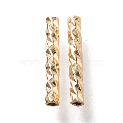 Corrugated Brass Tube Beads, Long-Lasting Plated, Real 24K Gold Plated, 10x1.5mm, Hole: 0.7mm(KK-H759-28A-G)