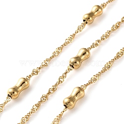 304 Stainless Steel Link Chains, Ion Plating(IP), Soldered, with Spool, Bamboo Stick, Golden, 2mm, Bamboo stick: 8x4mm(CHS-F020-04G)