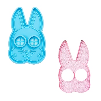Rabbit Mask Silicone Molds, Resin Casting Pendant Molds, For UV Resin, Epoxy Resin Jewelry Making, Sky Blue, 116x75.5x8.5mm, Hole: 2.5mm