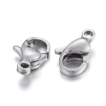 304 Stainless Steel Lobster Claw Clasps, Parrot Trigger Clasps, Stainless Steel Color, 12x7.5x3.5mm, Hole: 1.4mm