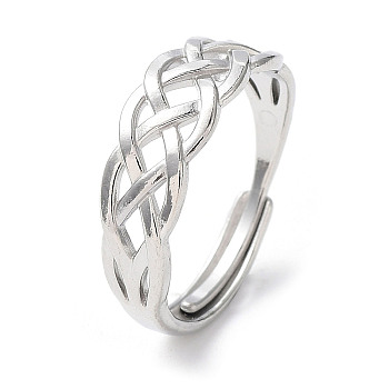 304 Stainless Steel Hollow Sailor's Knot Adjustable Rings, Stainless Steel Color, Inner Diameter: 18.4mm
