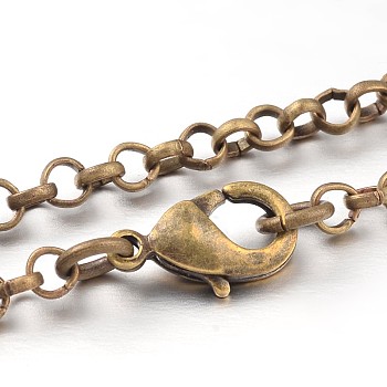 Iron Cross Chain Rolo Chain Necklace Making, Antique Bronze, 23.9 inch