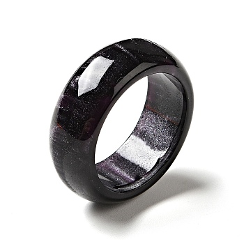 Resin Plain Band Finger Ring for Women, Black, US Size 6 3/4(17.1mm)
