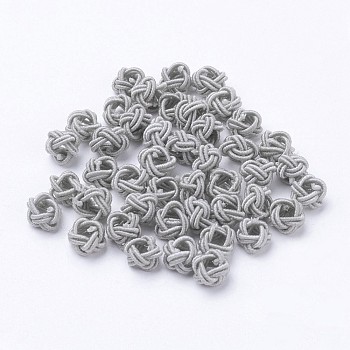 Nylon Cord Woven Beads, Round, Gray, 6~6.5x4.5mm, Hole: 2.5mm, about 93~100pcs/bag