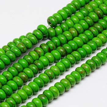Synthetic Turquoise Beads Strands, Dyed, Rondelle, Lime Green, 5x3mm, Hole: 1mm, about 140pcs/strand, 15.5 inch