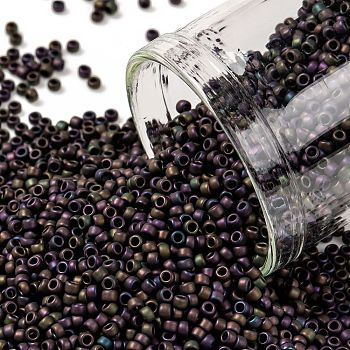 TOHO Round Seed Beads, Japanese Seed Beads, (85F) Frost Metallic Iris Purple, 15/0, 1.5mm, Hole: 0.7mm, about 3000pcs/10g